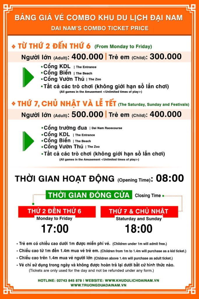 Đại Nam miễn phí vé vào cổng 2020