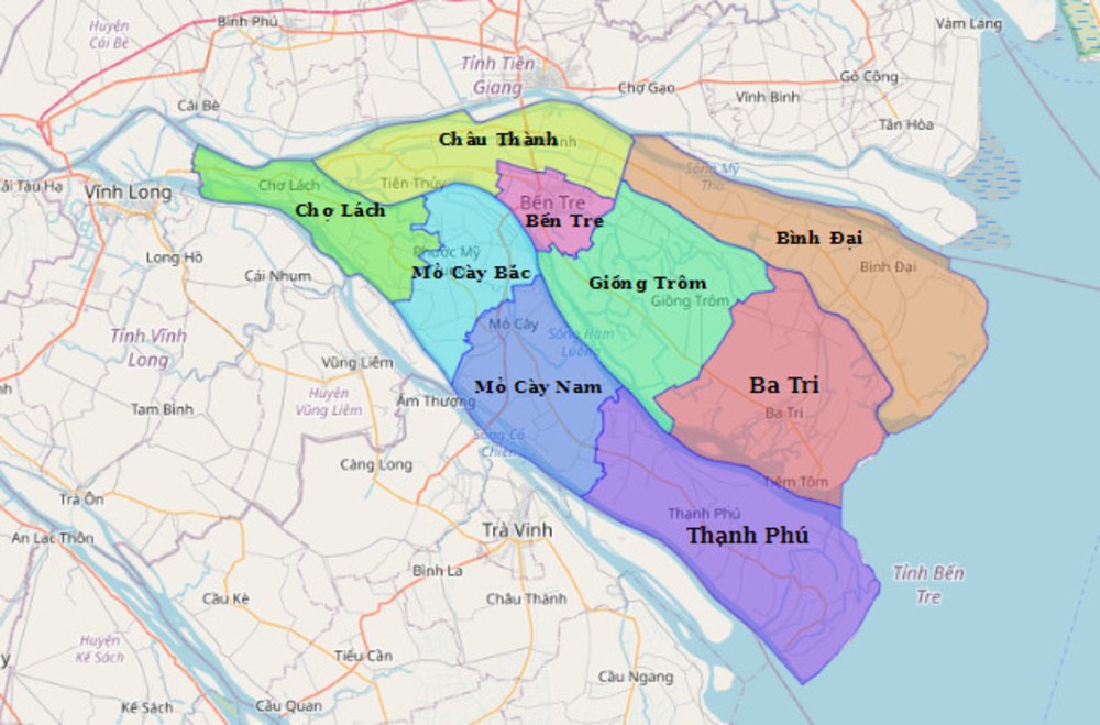 bản đồ tham quan Bến Tre