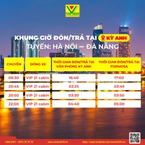 giờ khởi hành nhà xe