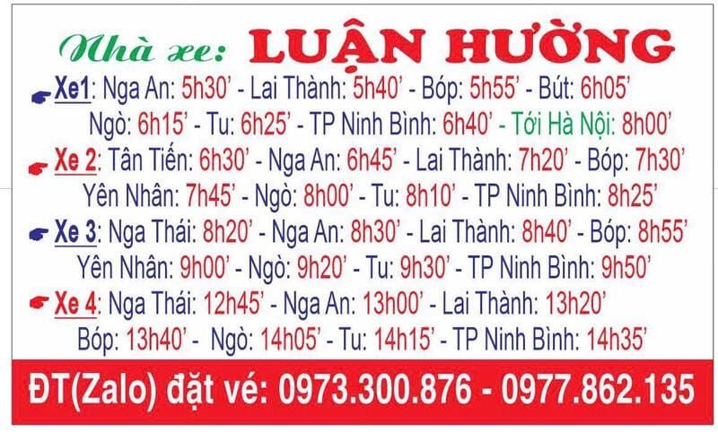 lịch trình nhà xe Luân Hương - Hình 1